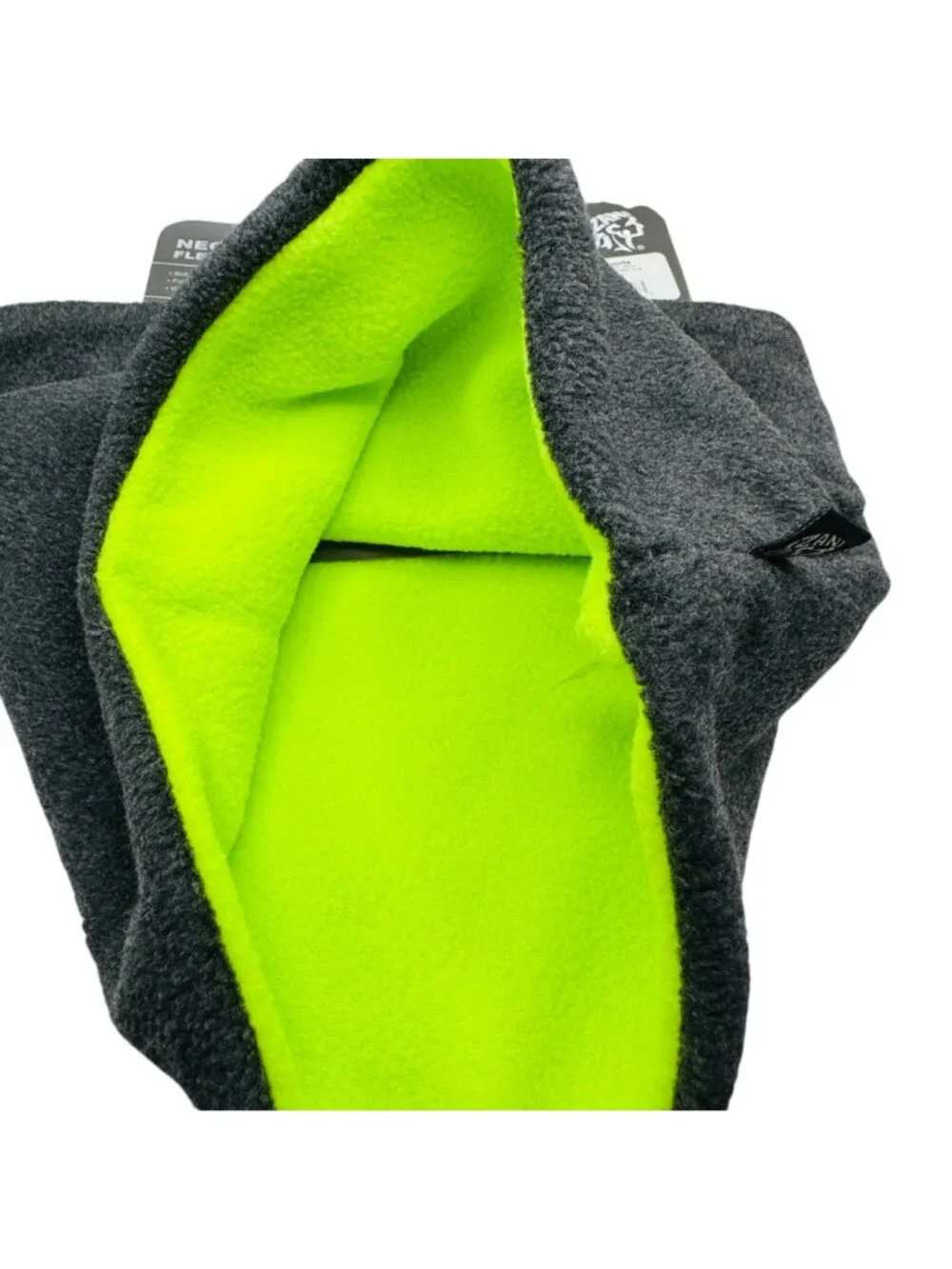 Zanheadgear Fleece Neck Gaiter Gray & Neon Green Reversible Warm & Comfortable